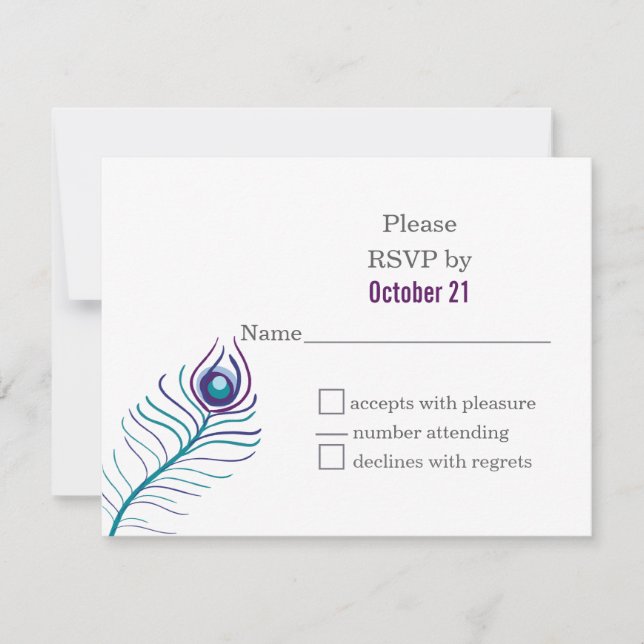 Mod violet, bleu turquoise paon mariage cartes RSV (Devant)