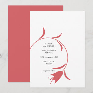 MOD WINE TULIP WEDDING INVITATION