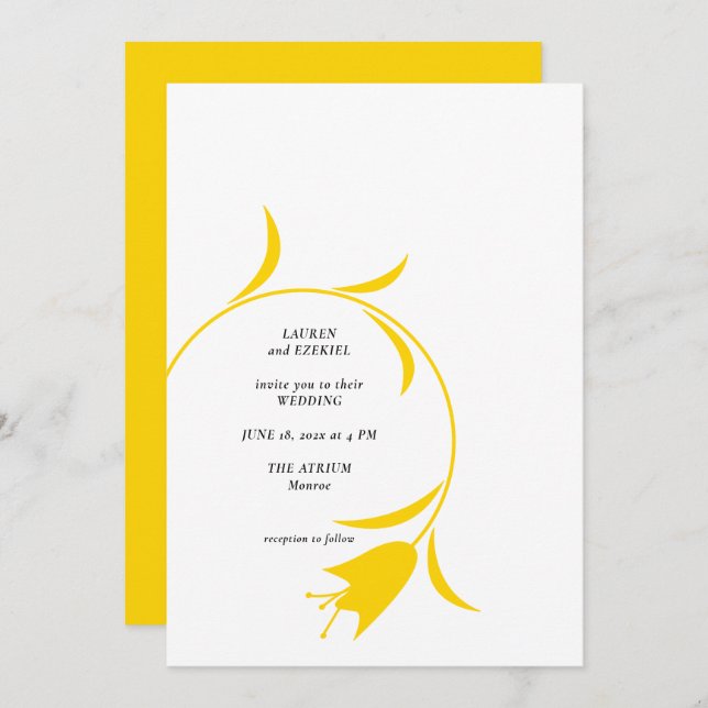 MOD YELLOW TULIP WEDDING INVITATION (Front/Back)