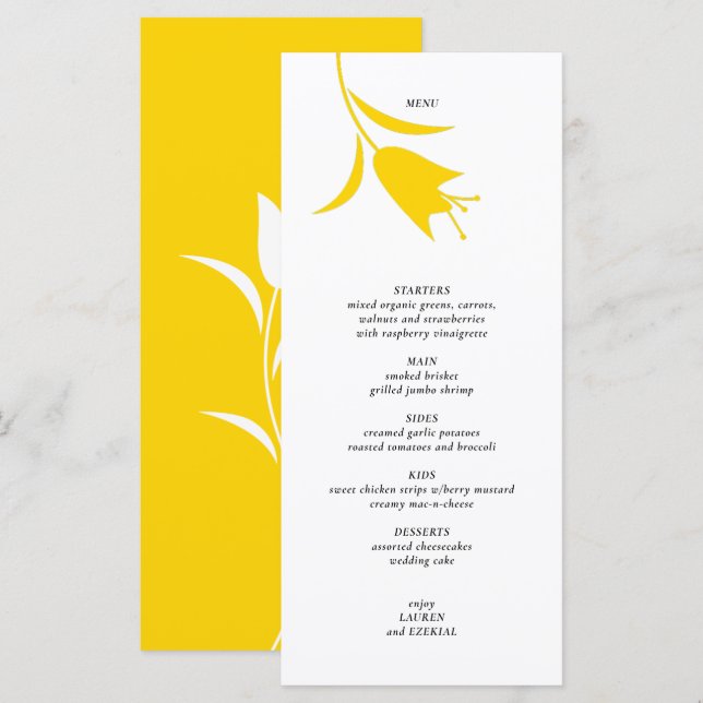 MOD YELLOW TULIP WEDDING MENU (Front/Back)