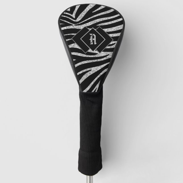 Mod Zebra Print Monogrammed Golf Head Cover (Front)