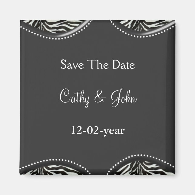 mod zebra print Save the date magnet (Front)