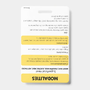 Modalities (Hot/Cold) Badge Card Reference