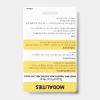 Modalities (Hot/Cold) Badge Card Reference 