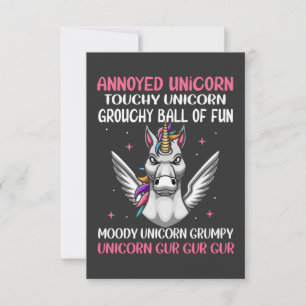 Moddy Unicorn Grumpy Thank You Card