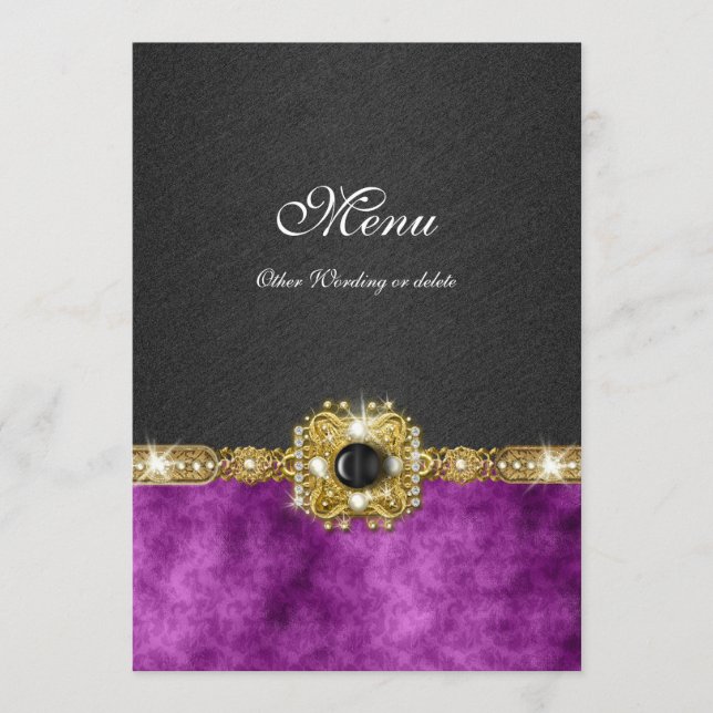 mode bling de damassé noire pourpre de menu (Devant)