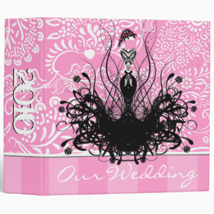 Mode Diva blanc Damask Classeur framboise