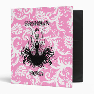 Mode Diva blanc Damask Classeur framboise