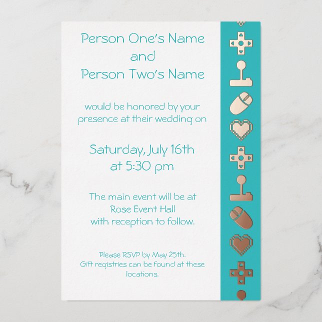 Mode multijoueur dans Turquoise Foil Invitation (Recto)