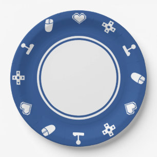 Mode multijoueur sur assiette en papier bleu
