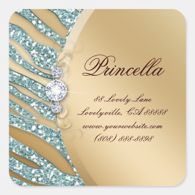 Mode Sticker Zebra Bijoux Sparkle Rose Gold SQ (Devant)