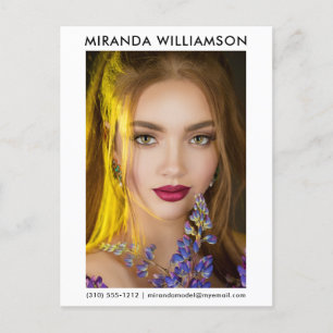 Model Actor 1 Photo Comp Card Postcard White