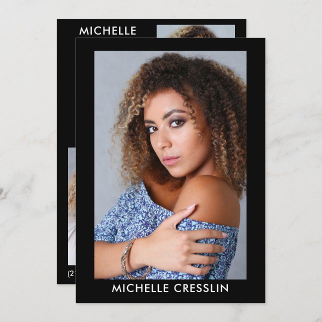 Model Actor 3 Photo Back Comp Zed Card 5x7 Blk (Front/Back)