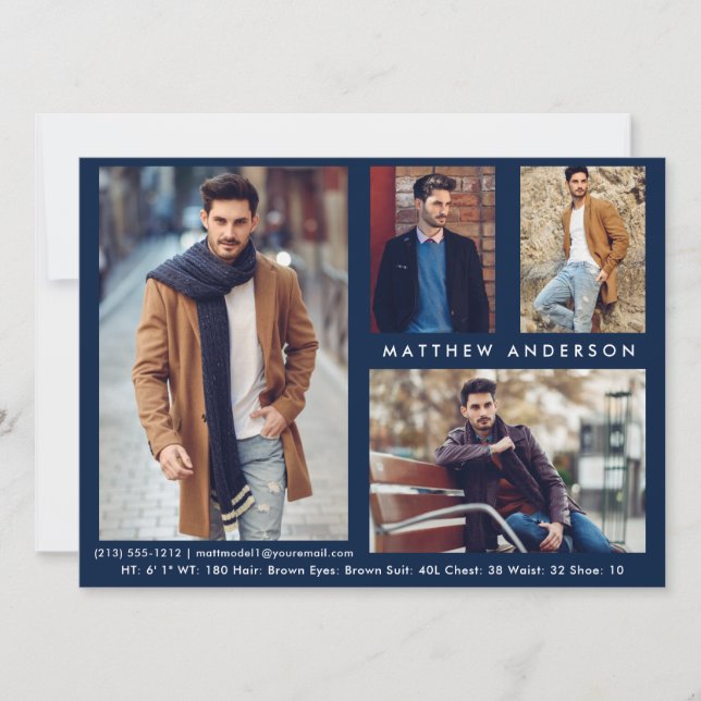 Model Actor 4 Photo - Blue Front  Comp Card (Front)