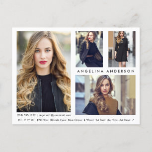 Model Actor 4 Photo Comp Card - Wht Postcard