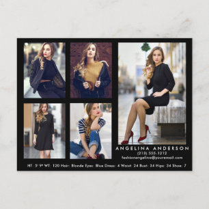 Model Actor 5 Photo Comp Card Postcard Blk