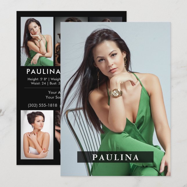 Model Actor 5x7 Comp/Zed Card 7 Photo 2 Sided (Front/Back)