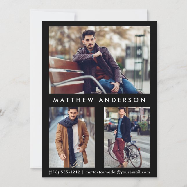 Model Actor Comp Card 3 Photo - Front Black (Front)