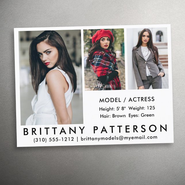 Model Actor Comp Card 3 Photo Postcard Wht (Creator Uploaded)