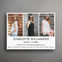 Model Actor Comp Card 3 Photo White Postcard