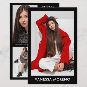 Model Actor Comp Card 4 Photo 2 Sided Black Flyer