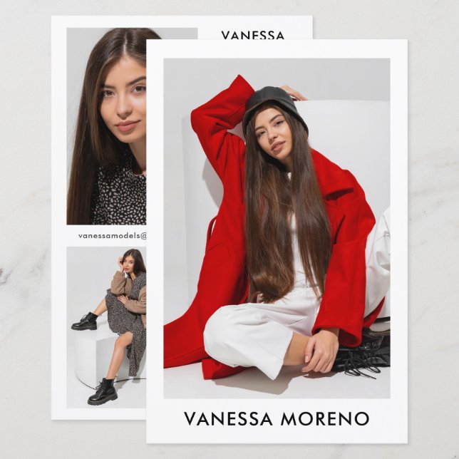 Model Actor Comp Card 4 Photo 2 Sided White Flyer (Front/Back)