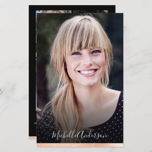 Model Actor Comp Card 4 Photo Back Script (Front/Back)