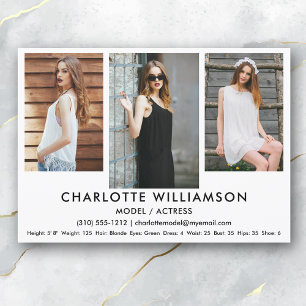 Model Actor Comp Card 5x7 Wht 3 Photo