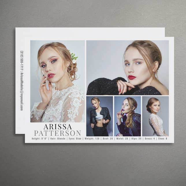 Model Actor Comp Card 6 Photo 5x7 (Available in high quality print or digital download for quick messaging, email or self printing.)