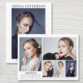 Model Actor Comp Card 6 Photo Double Sided