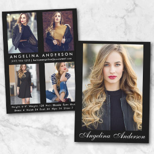 Model Actor Comp Card Blk - 4 Photo Back - Script