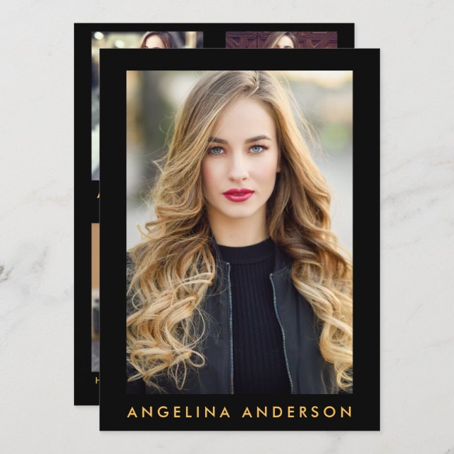 Model Actor Comp Card Gold - 4 Photo Back (Front/Back)