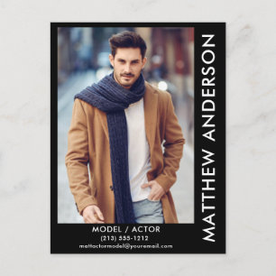 Model Actor Comp Card Postcard Blk - Side Name
