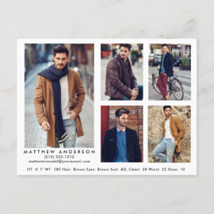 Model Actor Comp Card Wht 5 Photo Postcard