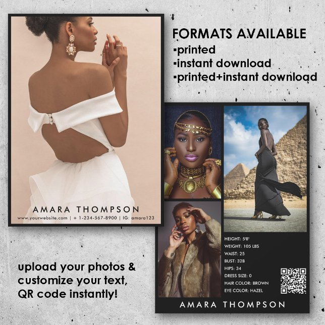 Model Actor Modelling Comp Card 4 Photo QR Code (Model Actor Modeling Comp Card 4 Photo QR Code)