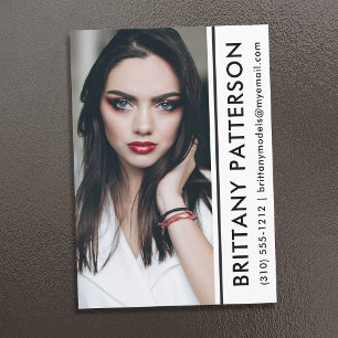 Model Actor Photo Comp Card 5x7 White Stripe