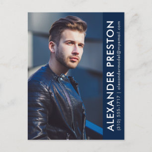 Model Actor Photo Comp Card Dk Blue AP Postcard