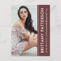 Model Actor Photo Comp Card Rust Stripe Postcard