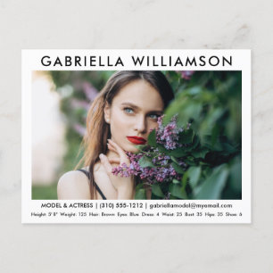 Model Actor Photo Comp Card White Postcard