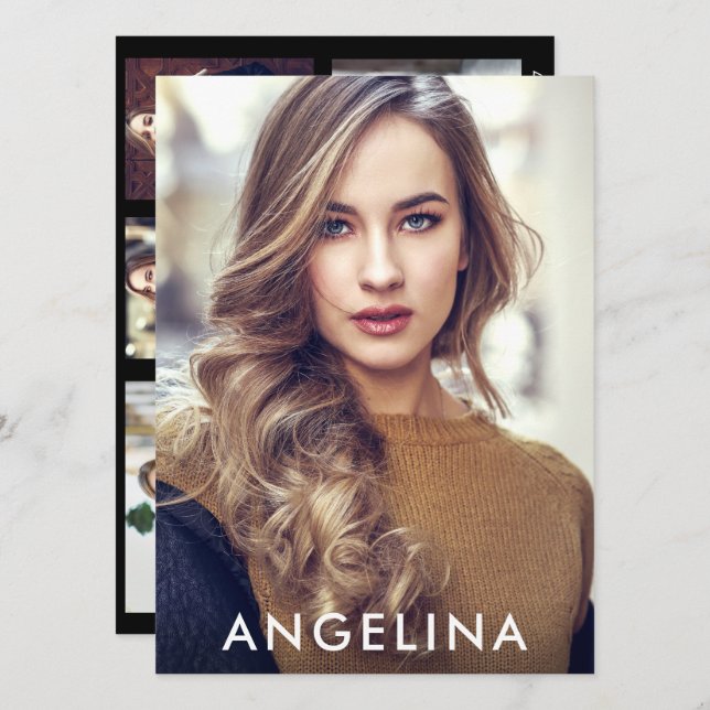 Model Actor Photo Pro Comp Card - 5 Photo Back B (Front/Back)