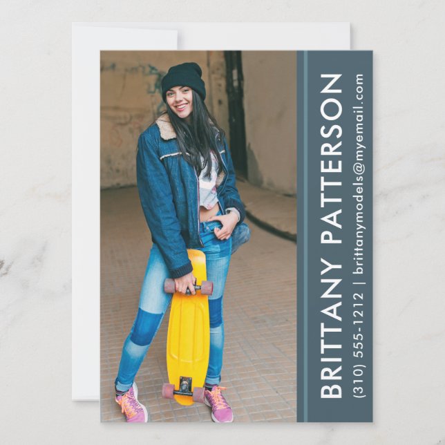 Model Actor Photo Pro Comp Card Blue (Front)