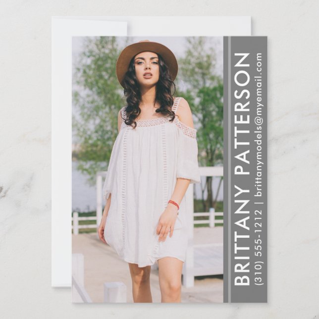 Model Actor Photo Pro Comp Card Grey (Front)