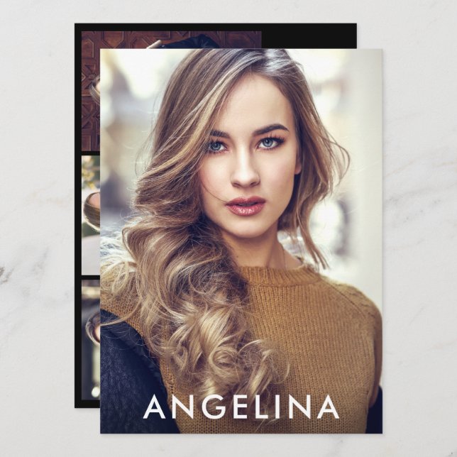 Model Actor Photo Professional Comp Card Black W (Front/Back)