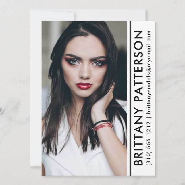 Model Actor Pro Photo Comp Card White Stripe (Front)