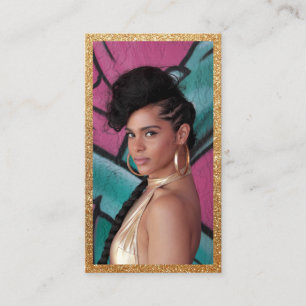 Model Actress Headshot Faux Gold Glitter Business Card