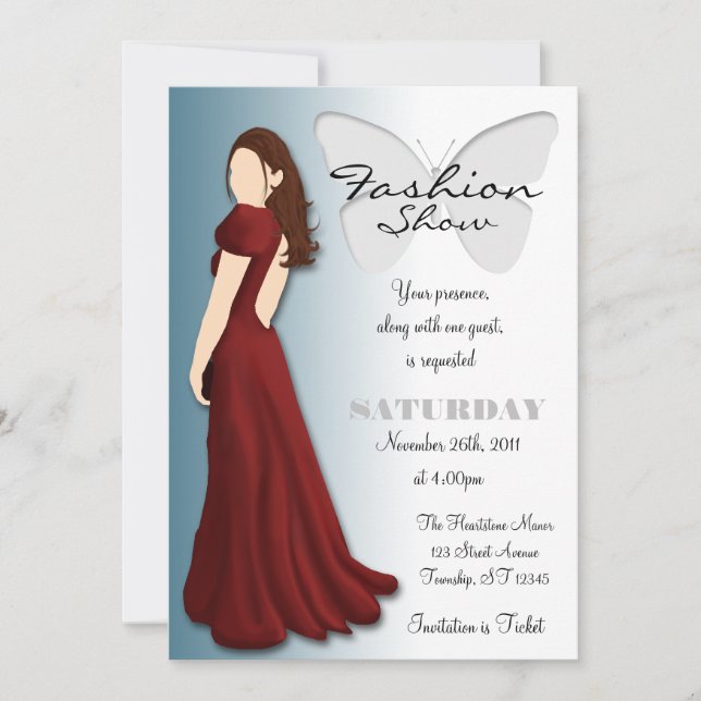 Model Butterfly Elegant Fashion Show Invitation (Front)