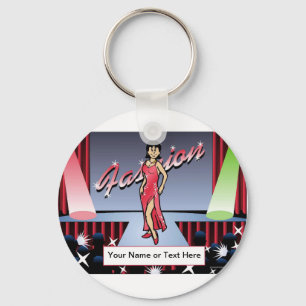 Model - Female Cartoon by PrintedPerfection.com Keychain