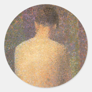 Model From Behind by Georges Seurat, Vintage Art Classic Round Sticker