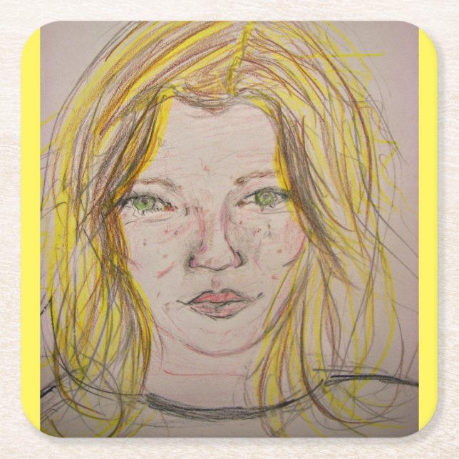Model Girl  Square Paper Coaster (Front)