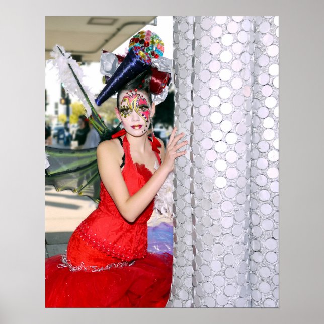 Model in Red Dress Poster Wall Art (Front)